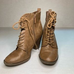 BROWN LACE UP BOOTIES WITH 3 INCH HEEL
